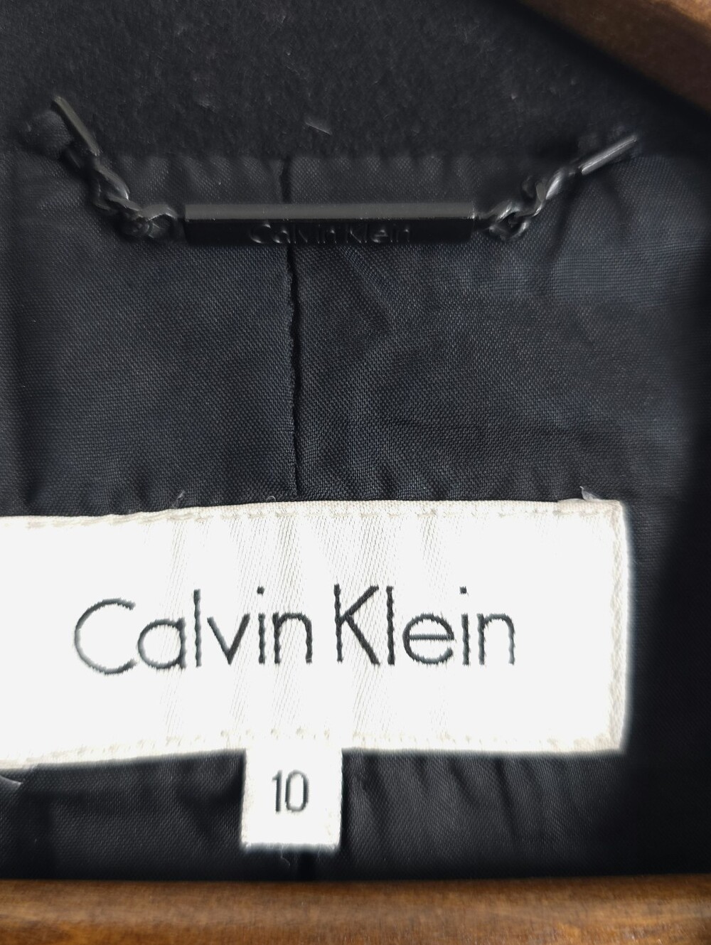 Calvin Klein Wool Blend Zip Front Coat Size 10 Black - Picture 3 of 7